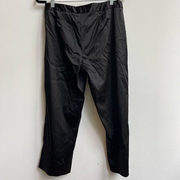 Cache Women's High Rise Flat Front Tapered Glossy Black Cropped Pants Size L - Picture 2 of 5